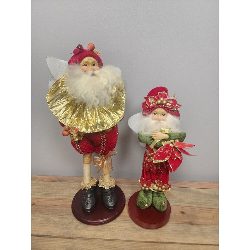 Christmas Elf Santa Fairy Christmas Winter Figures Set Of 2